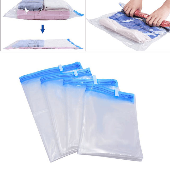 6Pcs Clothes Vacuum Compression Storage Bag Space Saver Travel Luggage Hand Rolling Clothing Plastic Vacuum Packing Sacks - MRSLM