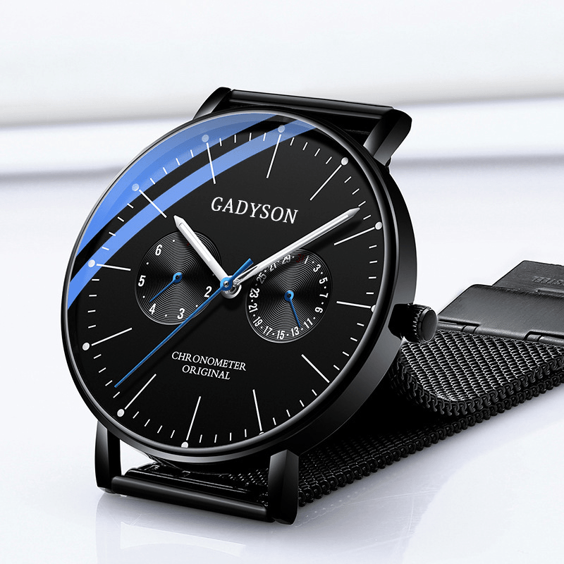 GADYSON A0101 Fashion Men Watch Luminous Display Metal Mesh Belt Business Ultra-Thin Quartz Watch - MRSLM