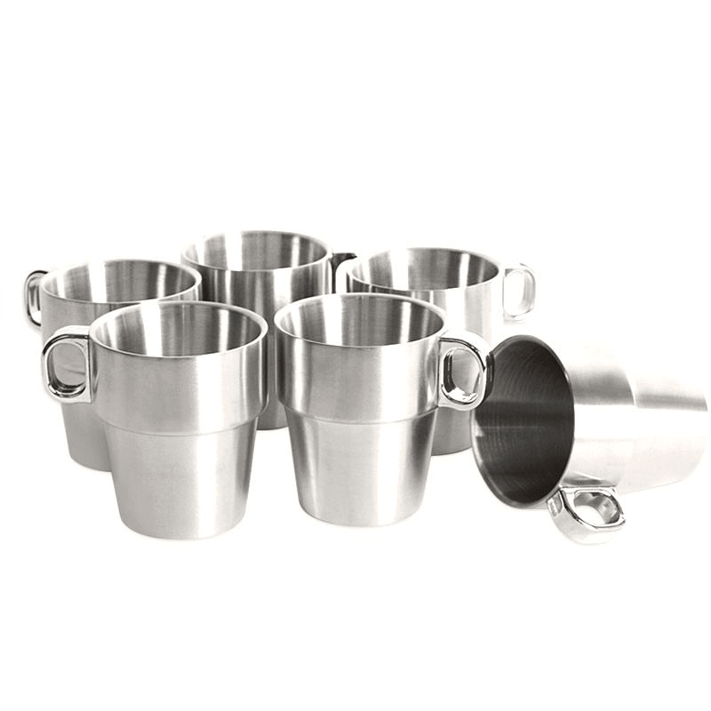 4 PCS Outdoor Portable Picnic Cups Stainless Steel Drinking Mugs Anti-Hot Tea Coffee Cup Set - MRSLM