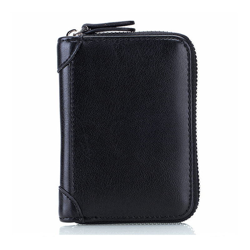 Large Capacity RFID Genuine Leather Men Women Casual Zipper Creddit Card Holder - MRSLM