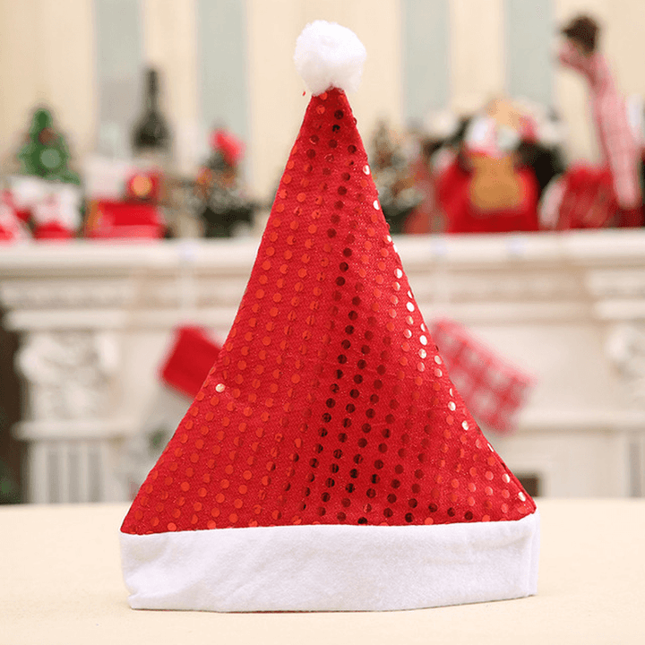 Santa Claus Sequins Hat Cap Christmas Decor Hat Adult Hats Xmas New Year'S Gifts for Home Party Supplies - MRSLM