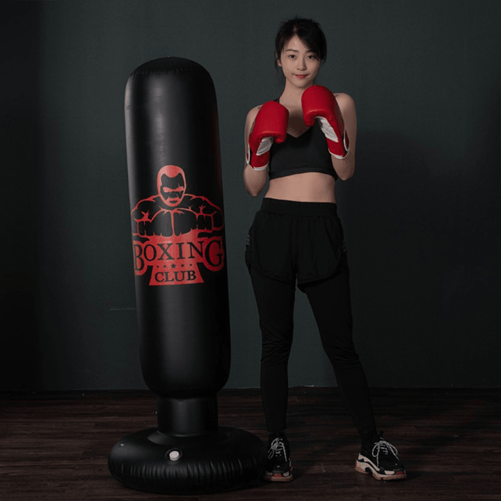 Inflatable Boxing Bag Boxing Pillar Punching Bag PVC Thickening Home Fitness Inflatable Punching Bag for Children Adult - MRSLM