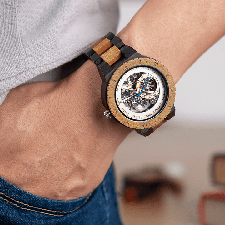 BOBO BIRD R05 Men Wooden Luminous Hand Wristwatches Mechanical Watch - MRSLM