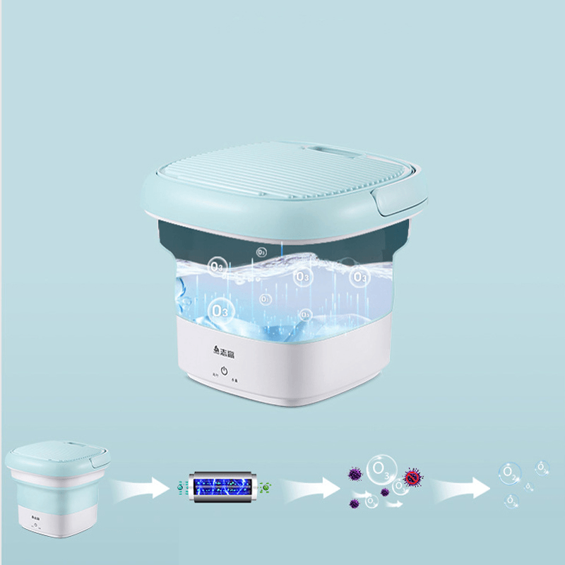 CHIGO Ozone Sterilization Mini Washing Machine Foldable Bucket Type Laundry Clothes Washer Cleaner Travel Carry-On Folding Washing Machine Travel - MRSLM