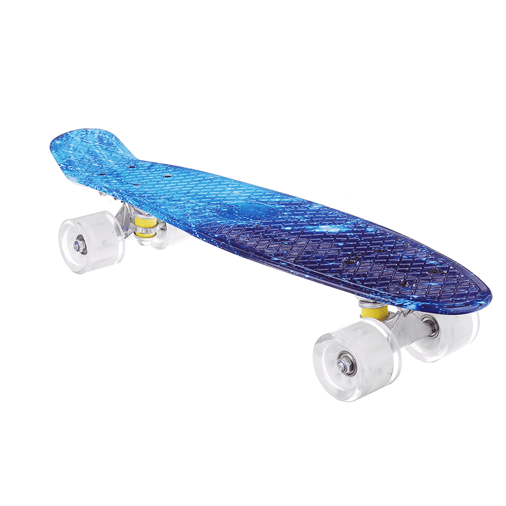 22" Junior Youth Skateboard Mini Standard Skate Board with High Rebound LED Flashing PU Wheels Long Board Gift for Beginners Gift for Children Adults - MRSLM