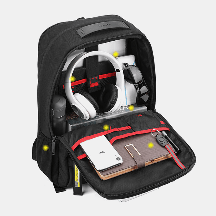 Men Large Capacity Casual Backpack with USB Charging Port & Audio Port - MRSLM