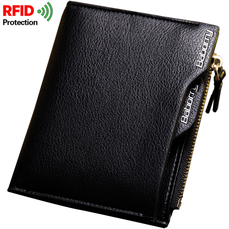 Men Anti-Theft RFID Blocking Secure Wallet 6 Card Slots Protective Short Wallet - MRSLM