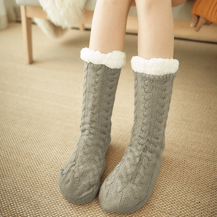 Women Winter Thickening Warm Non-Slip Middle Tube Socks - MRSLM