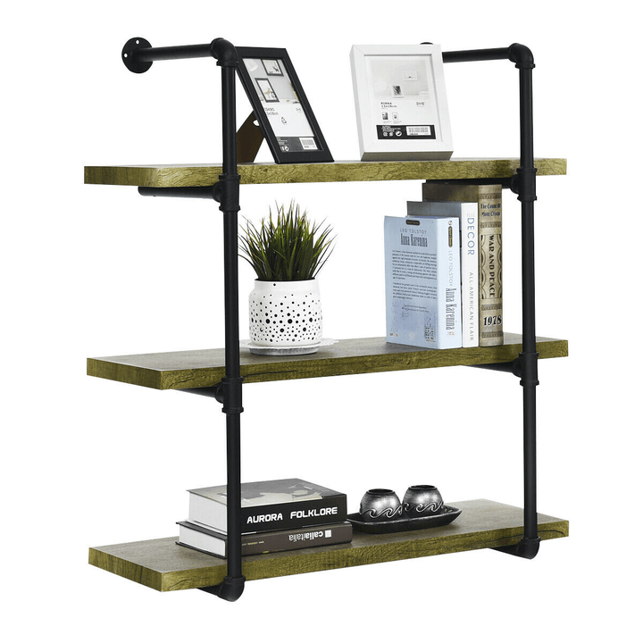 Bookshelf 3 Tiers Wall Mounted Shelf Rack 15/20/25/30Cm Wide Organizer Storage Shelf Rack Iron Design for Home Office Living Study Photo - MRSLM