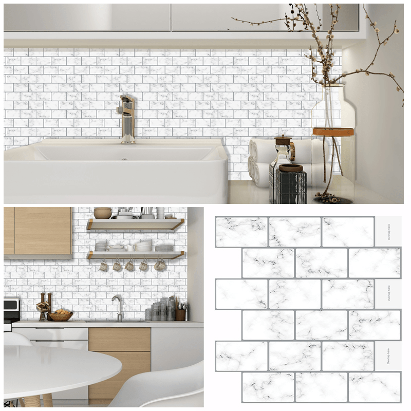 30.5X30.5Cm Sticker Kitchen Wall Decal Removable PU Epoxy Faux Brick Waterproof Wall Sticker for Home Kitchen Decor - MRSLM