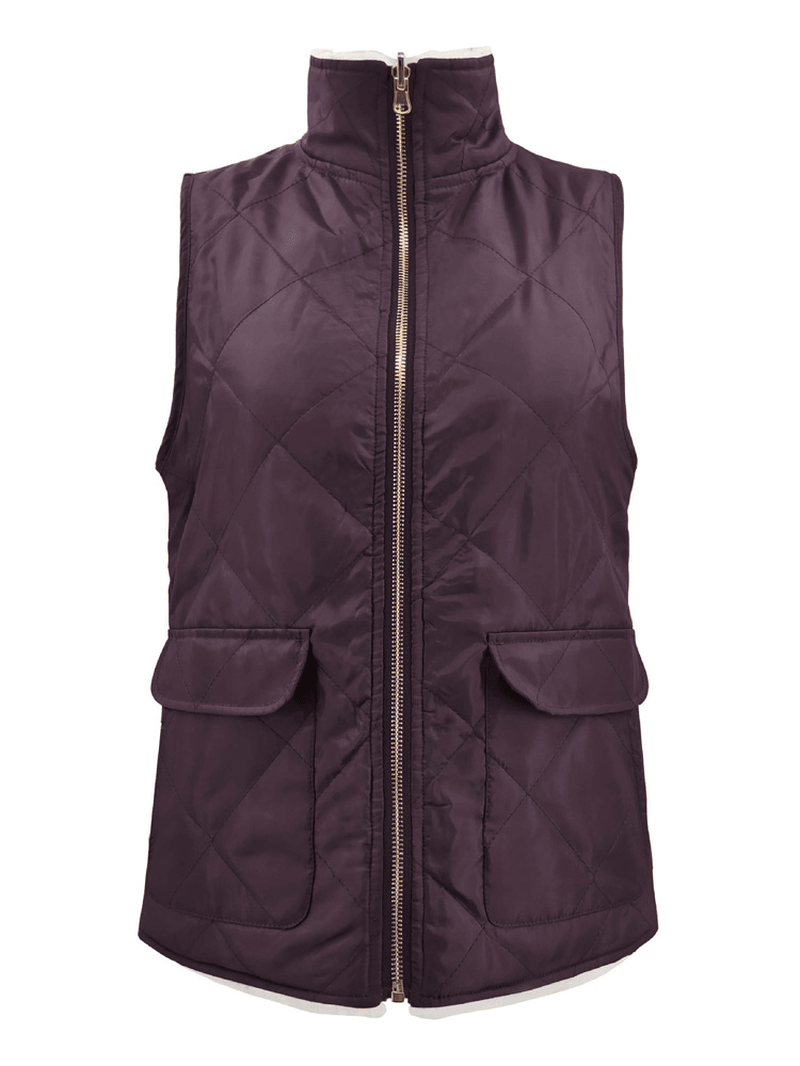 Women Solid Turn-Down Collar Thick Vest Jacket - MRSLM