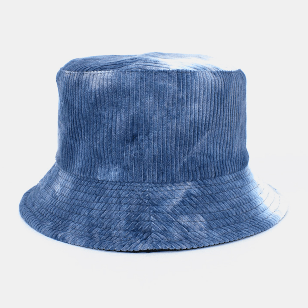 Unsiex Double-Sided Tie-Dye Corduroy and Cotton Warm Soft Outdoor Casual All-Match Bucket Hat - MRSLM