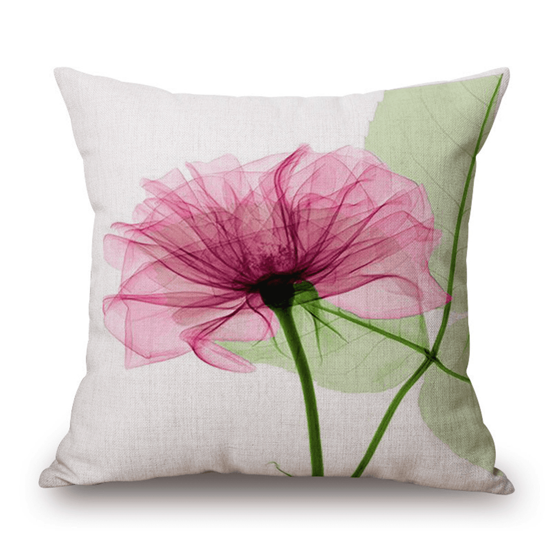 Ink Painting Flowers Cotton Linen Pillow Case Tulips Sofa Cushion Cover 45X45Cm - MRSLM