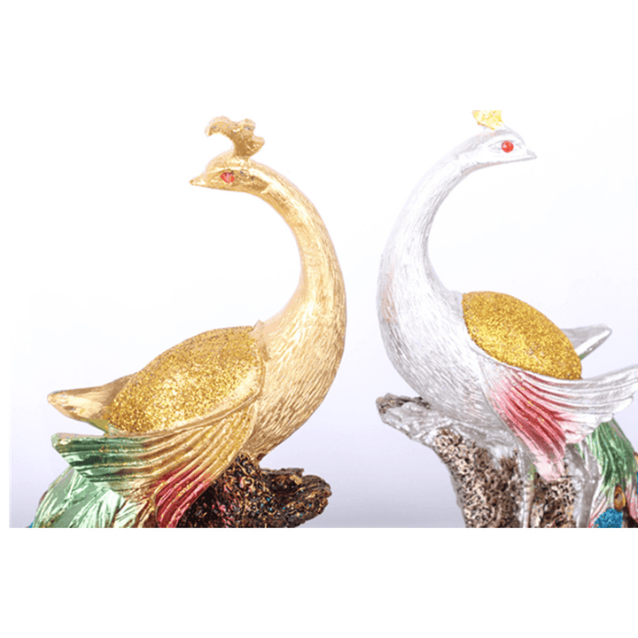 16.5X12.5X42Cm Peacock Statue Resin Decorations Sculpture Home Study Room Desktop Gift - MRSLM