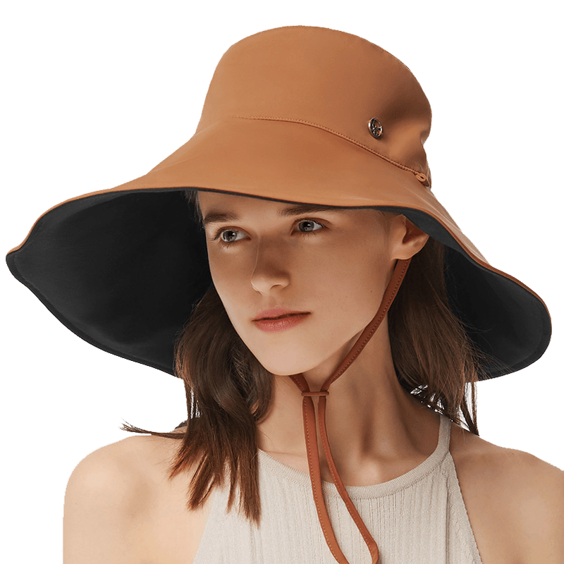 BENEUNDER UPF50+ Uv-Proof Casual Solid Color Double-Sided Bucket Hat Summer Lady Fisherman Hat Outdoor Sun Caps - MRSLM