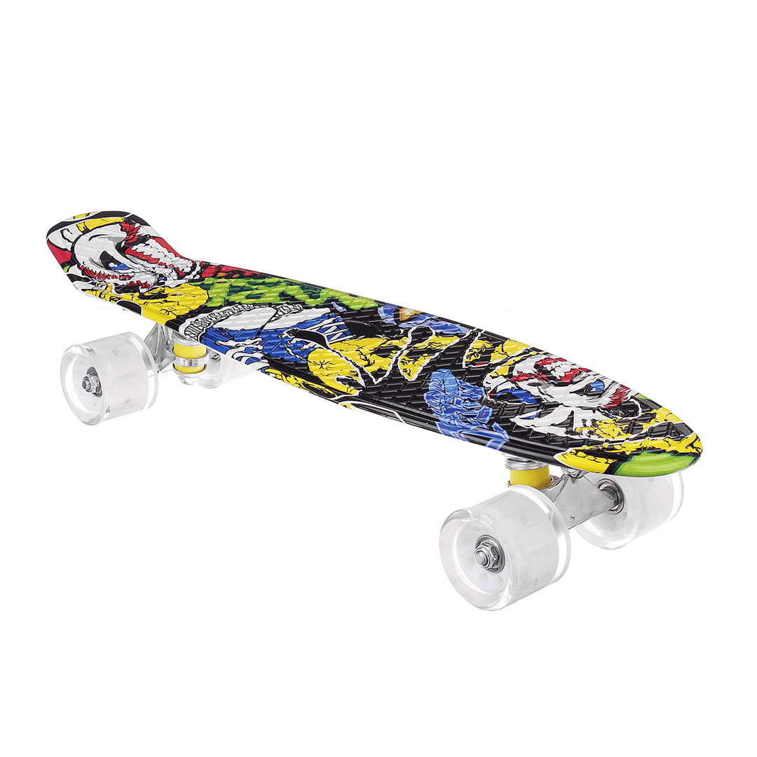 22" Junior Youth Skateboard Mini Standard Skate Board with High Rebound LED Flashing PU Wheels Long Board Gift for Beginners Gift for Children Adults - MRSLM