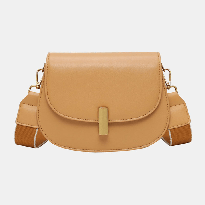 Women Solid Semi-Circle Saddle Bag Crossbody Bag Leisure Chest Bag - MRSLM