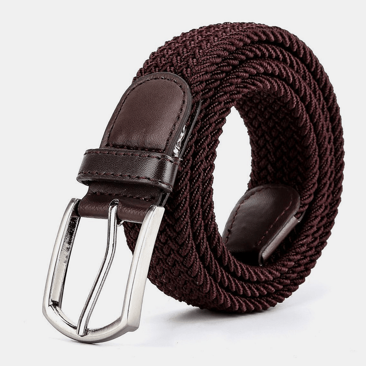 Unisex PU 110 CM Elastic Woven Style Casual Pin Buckle Jeans Belt - MRSLM