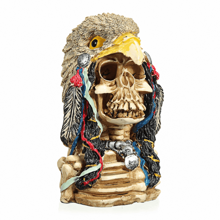 Halloween Skull Ornament Resin Skull Head Skeleton Crafts Statue Desktop Decorations - MRSLM