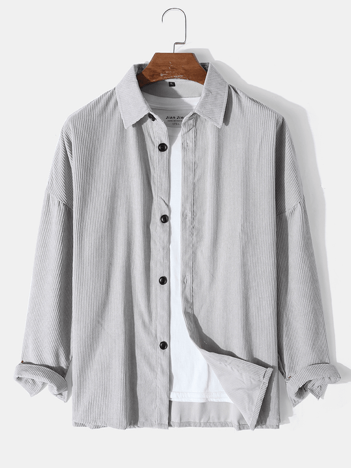 Mens Corduroy Solid Button down Front Outwear Cardigan - MRSLM