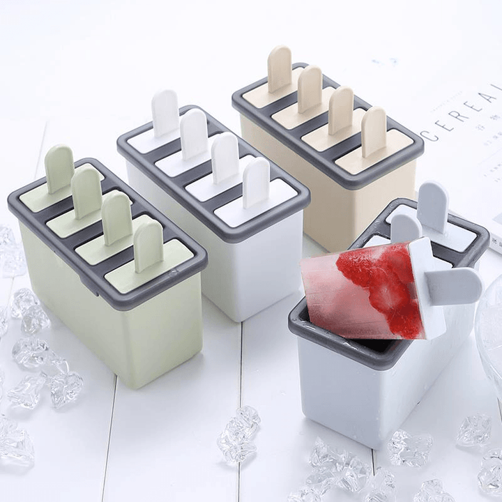 Popsicle Ice Cream Mold Homemade Simple Ice Mold 4-Grid Ice Tray - MRSLM