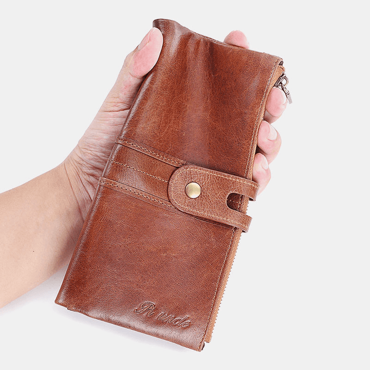 Men Genuine Leather Wallet Zipper Clutch Bag - MRSLM