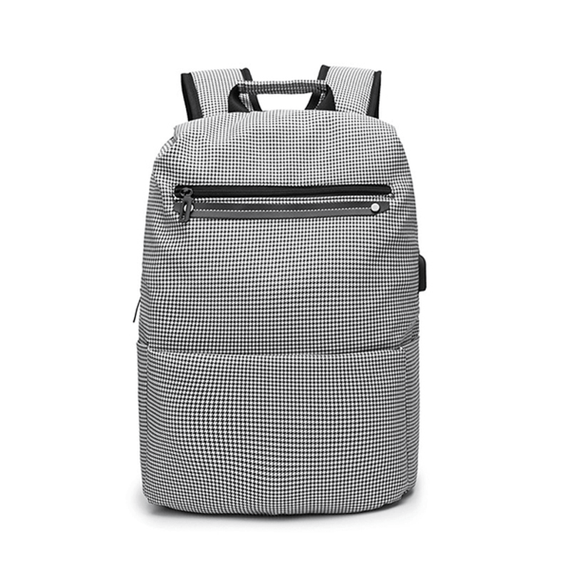 USB Charging Oxford Plaid Backpack Casual Computer Bag - MRSLM