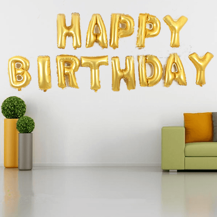 16 Inch Golden Foil Alphabet Balloons Letters Happy Birthday Party Decor - MRSLM