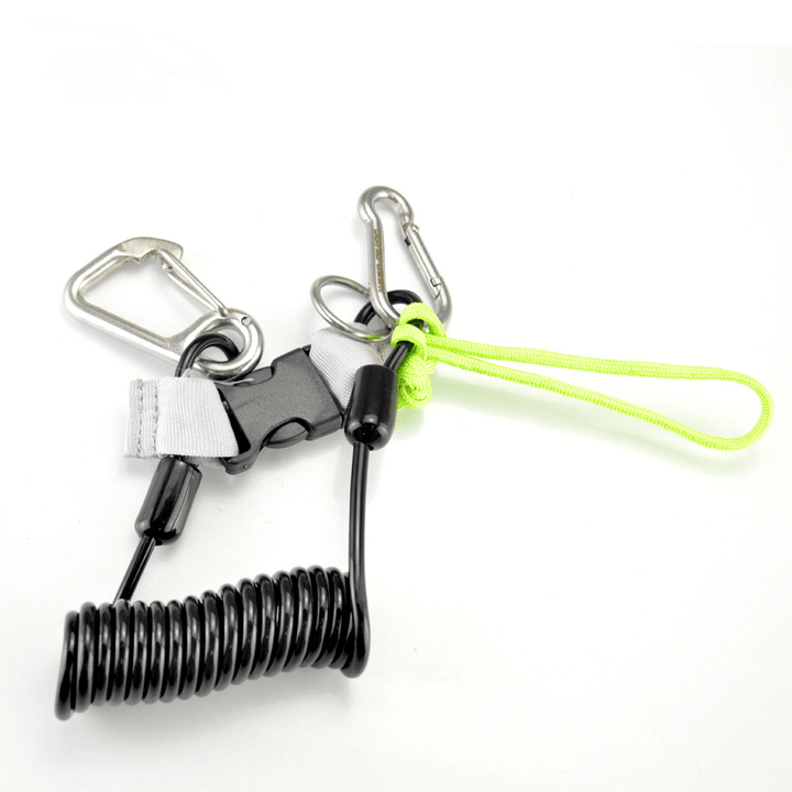 KEEP DIVING SSA-FDS21 Diving Anti-Lost Rope Stainless Steel Spring Rope Camera Rope Hanging Rope Diving Accessories-Black/White - MRSLM