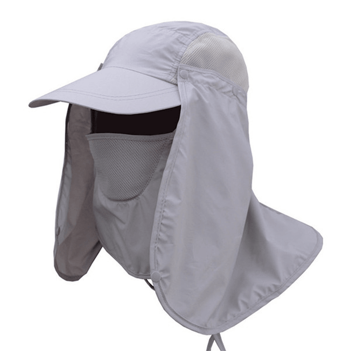 Mens Quick Dry Neck Cover Sun Fishing Hat Ear Flap Bucket Outdoor UV Protection Cap - MRSLM