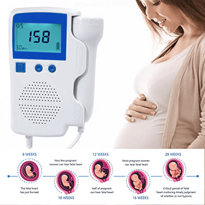 Doppler Fetal Heart Rate Monitor Baby Heartbeat Detector Health Prenatal Probe Intelligent Dynamic Monitoringor for Pregnɑncy Gifts for First Time Moms - MRSLM