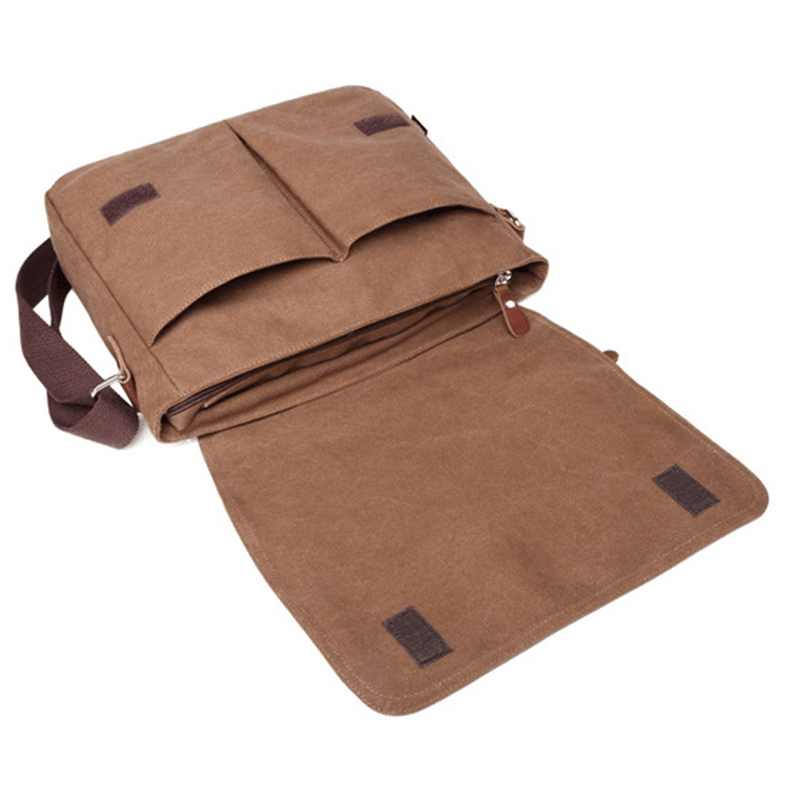 Men Canvas Shoulder Bag Casual Messenger Bag Retro Laptop Bag - MRSLM