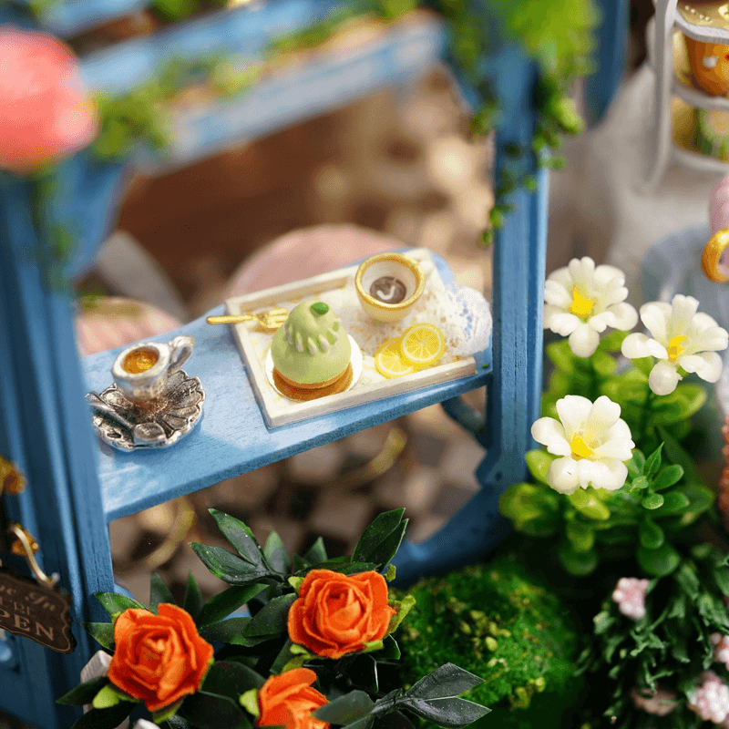 Cuteroom A068 DIY Cabin Rose Garden Tea House Handmade Doll House Model with Dust Cover Music Motor - MRSLM