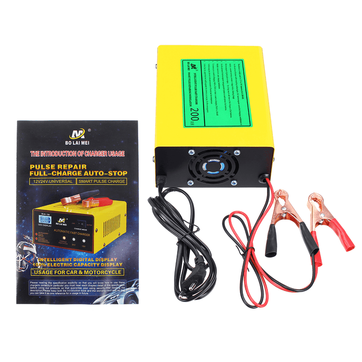 12V/24V 15A Auto Lead Acid Battery Charger Intelligent Pulse Repair LCD for Car Motorcycle - MRSLM