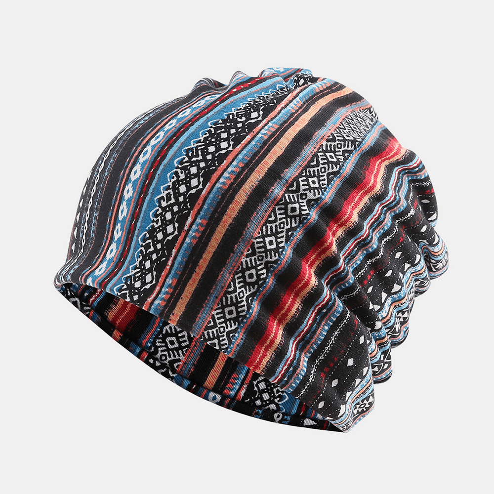 Women Cotton Multi-Purpose Printing Beanie Cap Neck Gaiter Face Shield Hats Bandana - MRSLM