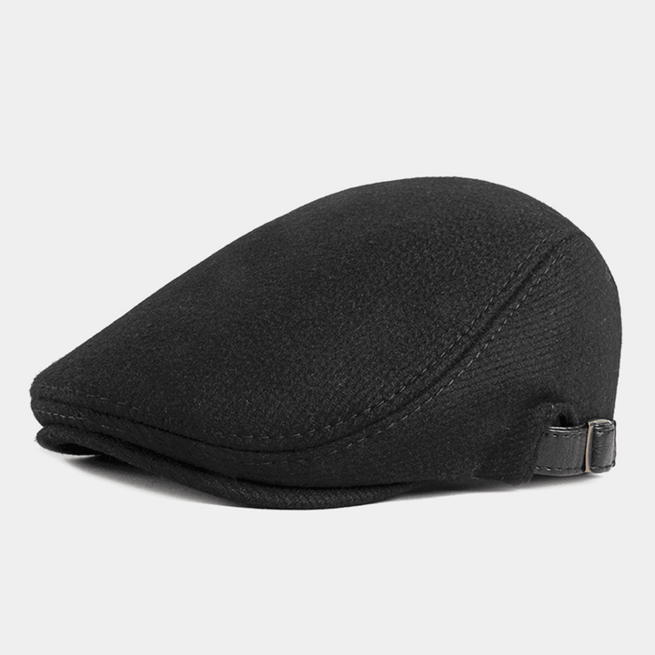 Men Autumn Winter Warm Herringbone Berets British Retro Adjustable Newsboy Hat Forward Hat - MRSLM