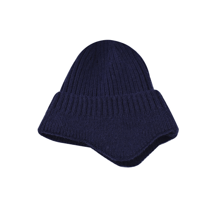 Fashionabl Warm Pure Color Ear Protection Wool Knitted Hat - MRSLM