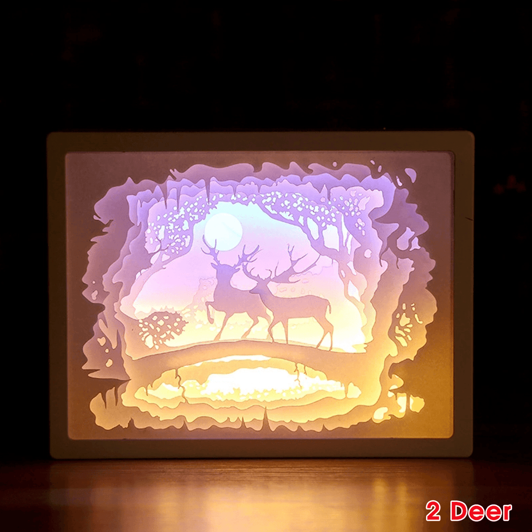 Christmas LED Carving Night Light 3D Shadow Paper Sculptures Lamp Lamp LED Gift Home Desk Decorations - MRSLM