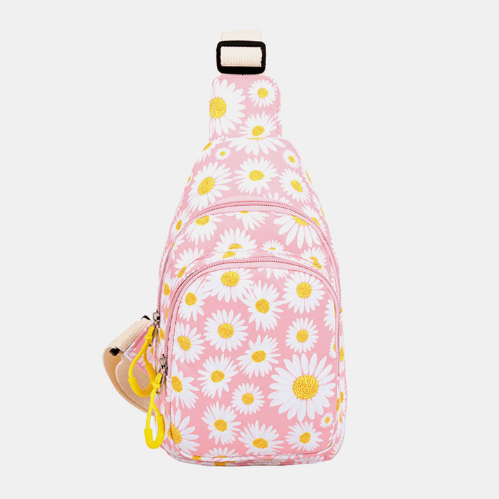 Women Daisy Printed Casual Chest Bag Crossbody Bag - MRSLM