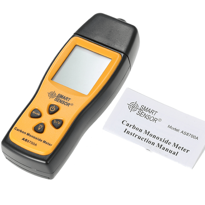 SMARTSENSOR AS8700A Handheld LCD CO Gas Analyzer Carbon Monoxide Tester Gas Detector 0-1000Ppm Temperature Tester - MRSLM