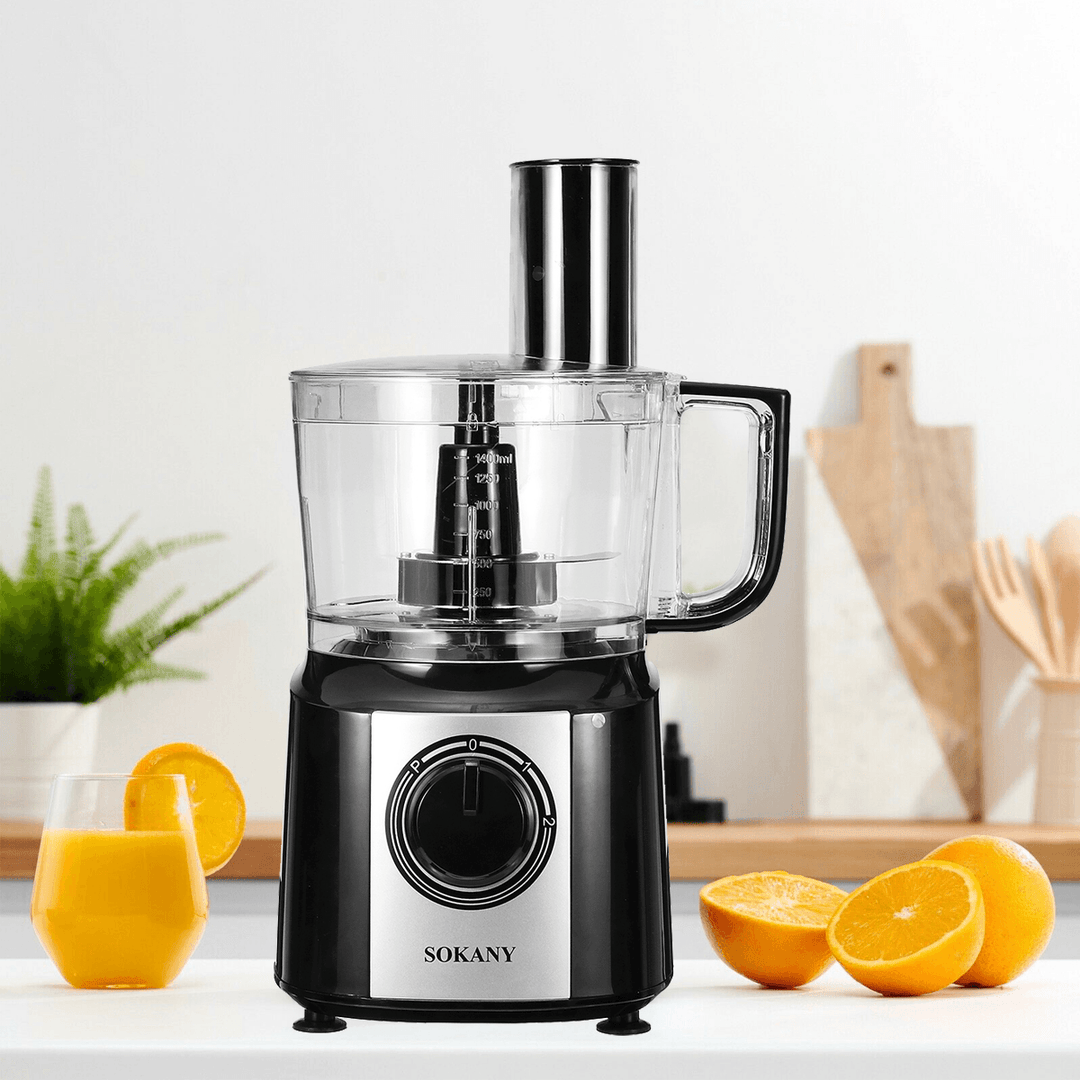 SOKANY FP-201 2L 800W Food Processor Blender Chopper Juicer Dough Mixer 2 Speed Pulse Blender for Home Meat Fruit Chopper - MRSLM