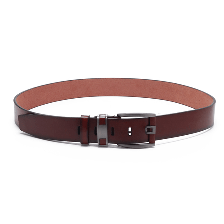 108CM Business Alloy Buckle Leather Belt Plain Waistband - MRSLM