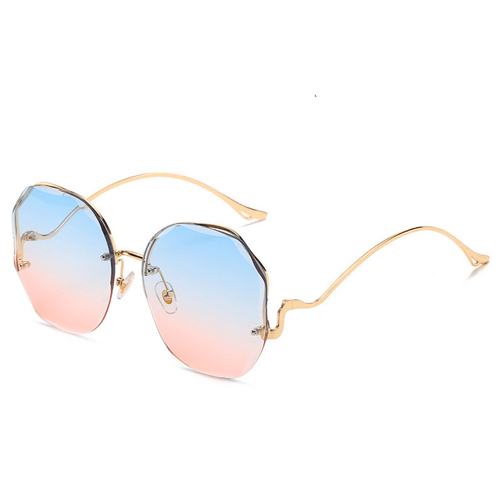 Fashion round Frame Sunglasses with Rimless Trim - MRSLM