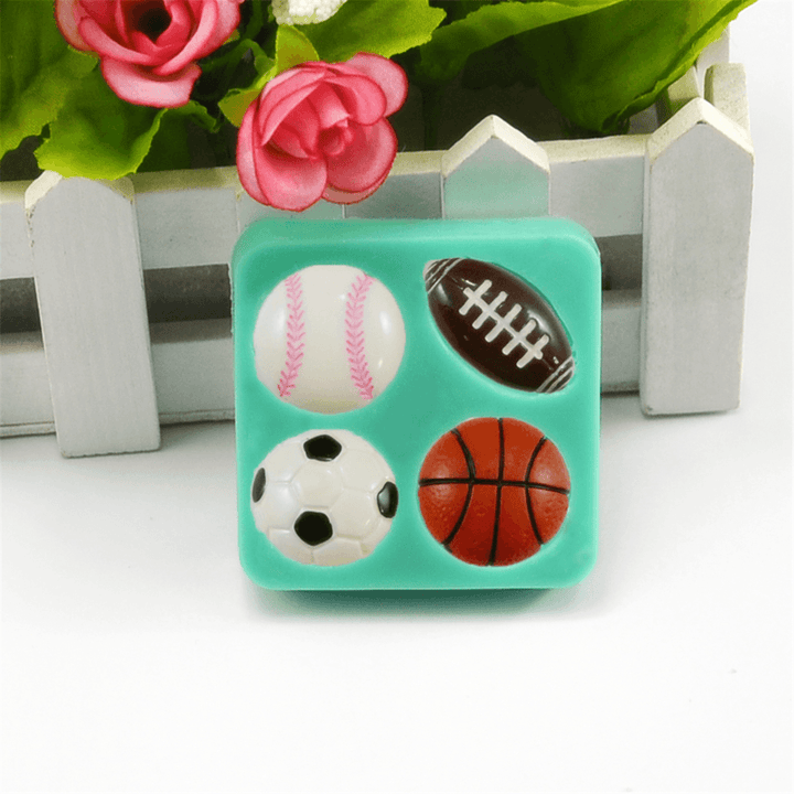 3D Silicone Football Basketball Fondant Mold Cake Sugar Chocolate Baking Tool Baking Mold - MRSLM