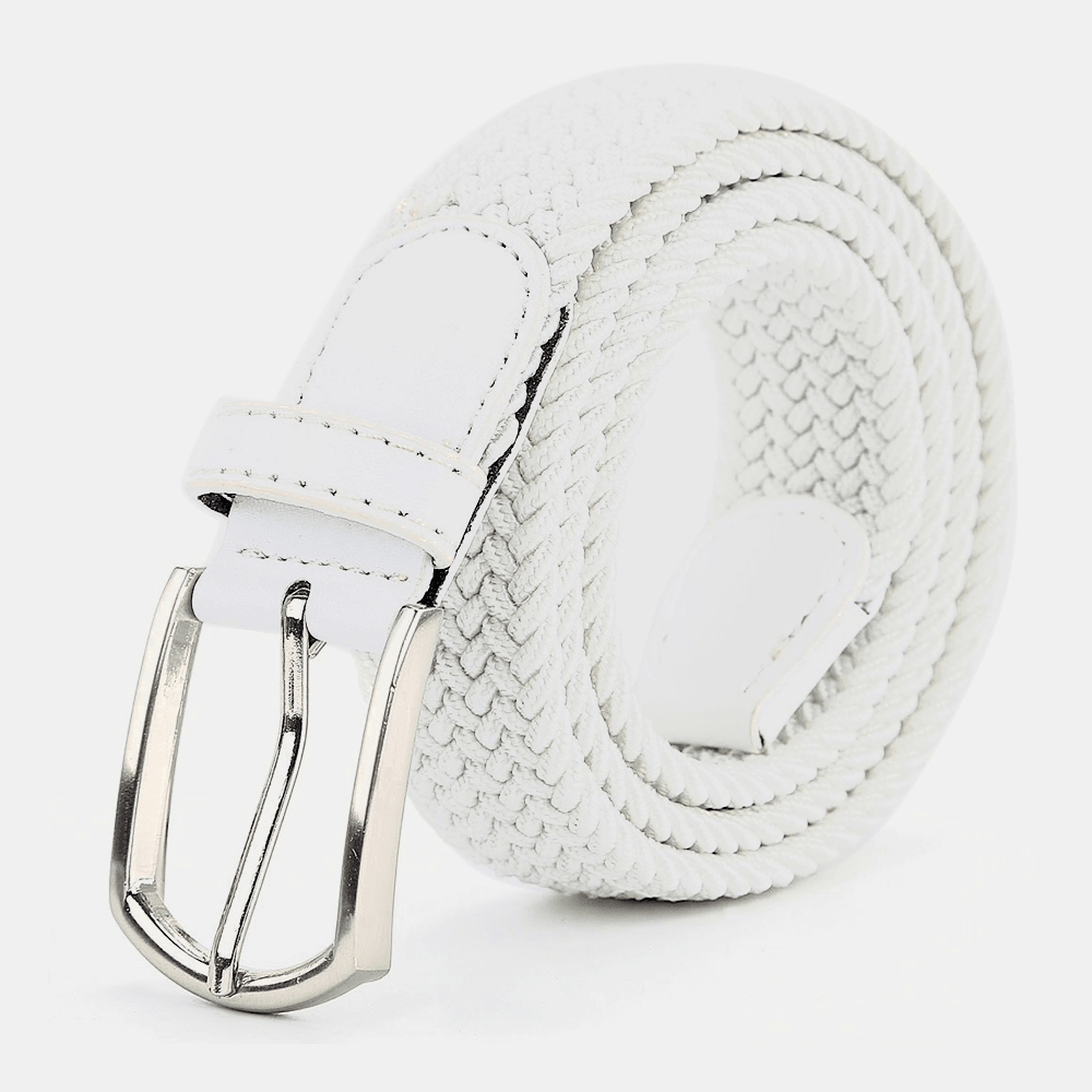 Unisex PU 110 CM Elastic Woven Style Casual Pin Buckle Jeans Belt - MRSLM