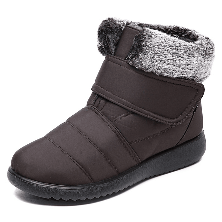 Women Large Size Warm Lined Hook Loop plus Velvet Ankle Snow Boots - MRSLM