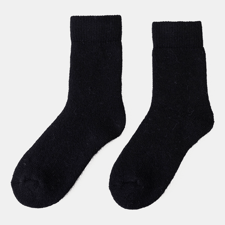 5 Pairs Men Winter Thicken Warm Woolen Socks Home Comfy plus Velvet Solid Color Tube Socks - MRSLM