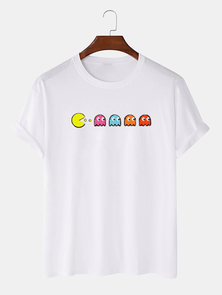 100% Cotton Funny Game Print round Neck Loose Short Sleeve T-Shirts - MRSLM