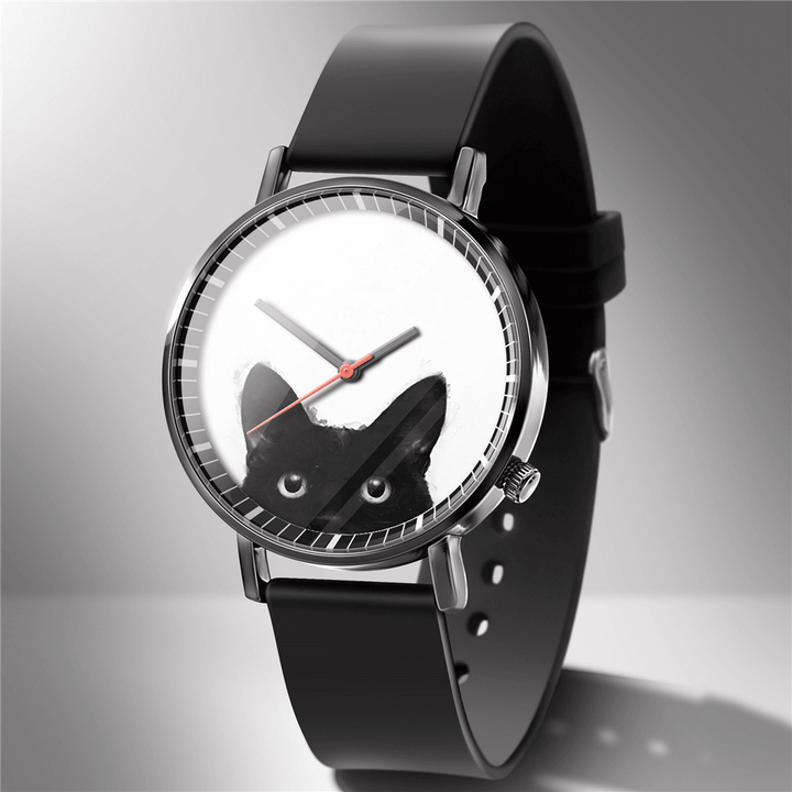 Fashion Quartz Watch Animal Print Men Business Watch Cute Black-White Dogs Cats Pattern Women Quartz Watch - MRSLM