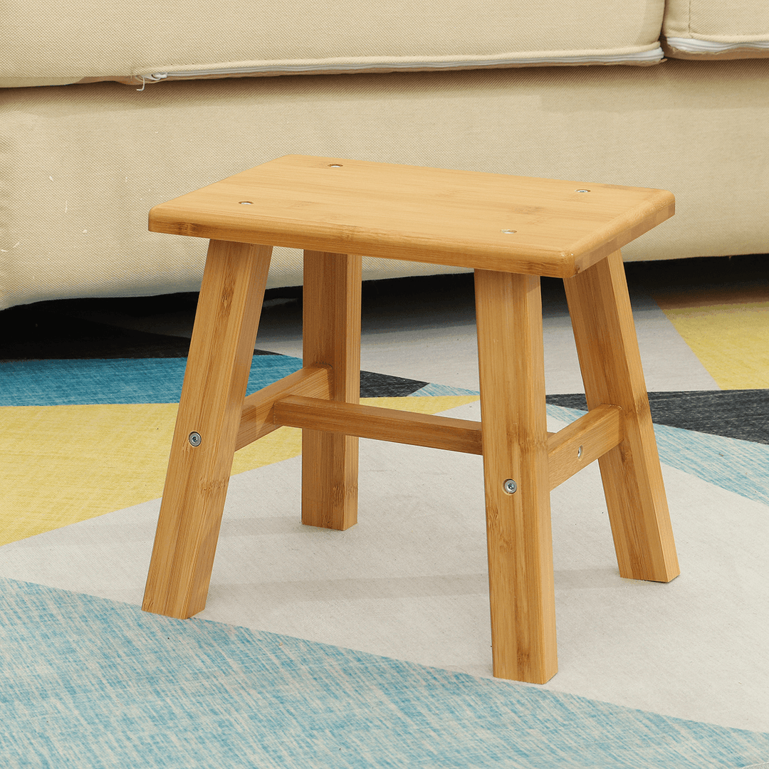 Wooden Square Stool Small Simple Children Chair Bamboo Dining Table Stool Household Bench for Home Living Room Bedroom - MRSLM